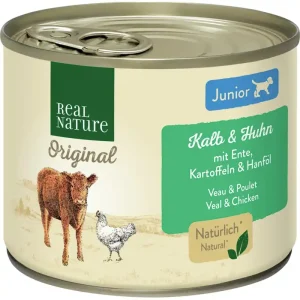 Rabatt REAL NATURE Junior Kalb, Huhn und Ente 200 g